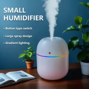 Portable Mini Air Humidifier USB Desktop Humidifier for Car Bedroom Air Diffuser Fogger Mist Maker Sprayer with LED Night Lamp Super Quiet for Car, Office, Home, Bedroom, Baby Room, Travel