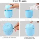Portable Mini Air Humidifier USB Desktop Humidifier for Car Bedroom Air Diffuser Fogger Mist Maker Sprayer with LED Night Lamp Super Quiet for Car, Office, Home, Bedroom, Baby Room, Travel