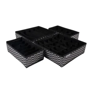 4-Pack Undergarments Drawer Organizers - Black Stripe